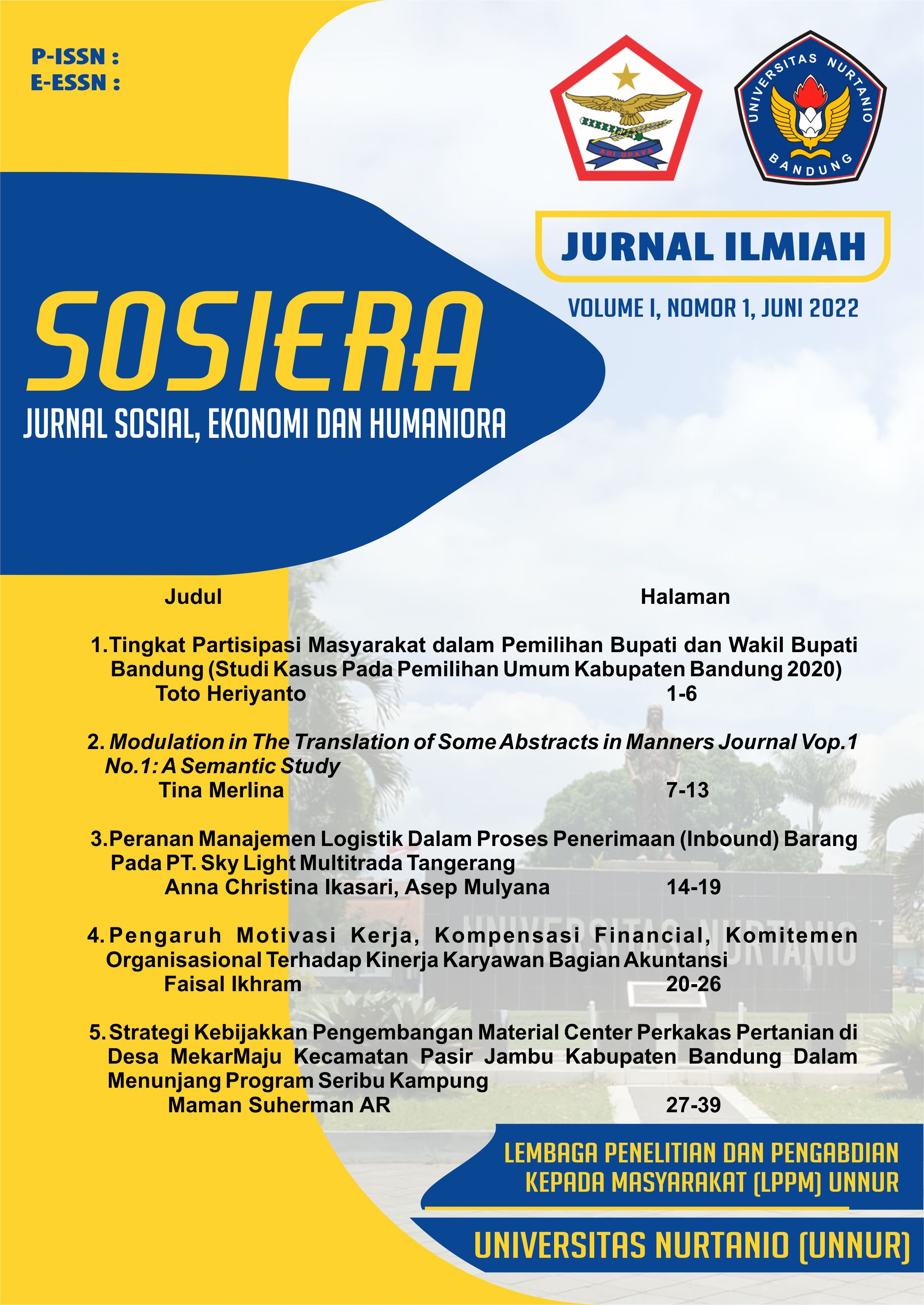 Volume 1, Nomor 1,  Juni 2022